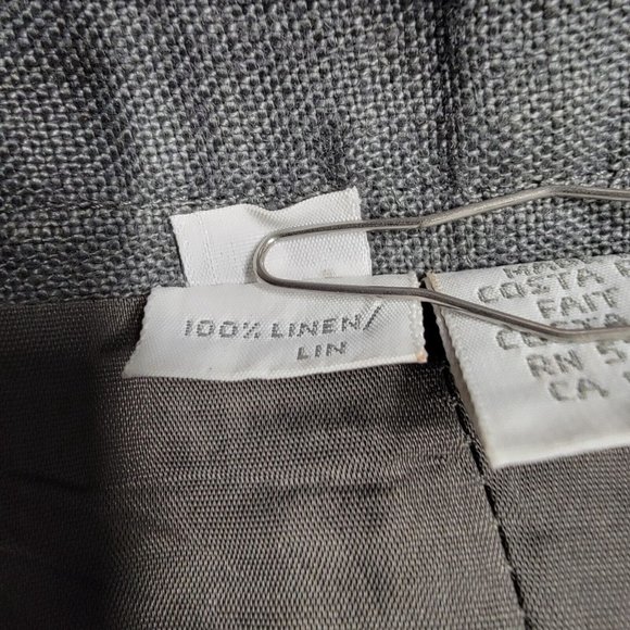 Vintage Liz Claiborne Gray Pure Linen High Waist Pleated Unique Pencil Skirt - Picture 12 of 12
